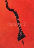 Borbély Zsolt (-): Capriccio No. 18. Olaj, kollázs, vászon, jelzett a hátoldalán, 70x100 cm