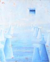 Góra Orsolya (1975-): Szürrealista táj (cím nélkül), 2004. Olaj, vászon, jelezve jobbra lent, apró sérülésekkel, 50x40 cm