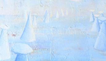 Góra Orsolya (1975-): Szürrealista táj (cím nélkül), 2004. Olaj, vászon, jelezve jobbra lent, apró s...