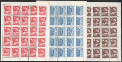 1949 UPU sor Mi 578-580 25-ös rteljes ívekben (sérülések a kereten / faults on margins)