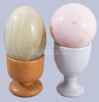 9 darab ásvány asztaldísz, zömmel tojások, m: 10 cm alatt, jó darabokkal