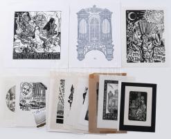 Klf. magyar és külföldi alkotók (Buday György, Perei Zoltán, Varga Mátyás, König Róbert, Stettner Béla stb.): Billentyűs hangszerekkel és azokon játszó emberekkel illusztrált ex libris és kisgrafika tétel, össz. 23 db. Klf. technikák, papír, részben ceruzával jelzett. Klf. méretekben.