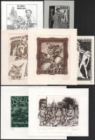 Klf. magyar és külföldi alkotók (Kass János, Vén Zoltán, Petry Béla, Kazinczy Gábor, König Róbert stb.): Zeneművekkel illusztrált ex libris és kisgrafika tétel, össz. 16 db. Klf. technikák, papír, többségében ceruzával jelzett. Részben kissé foltos. Klf. méretekben.