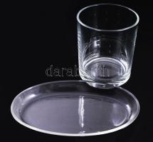 Régebbi üveg szappantartó és fogkefetartó, 17x11 cm, 9x10 cm, hibátlan.