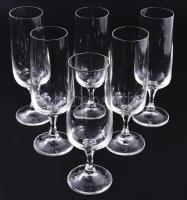 Kristály pezsgős pohár készlet, 6 darab, hibátlan, m: 16,5 cm