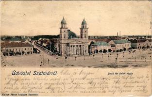 1904 Szatmárnémeti, Szatmár, Satu Mare; Deák tér keleti része, üzletek. Reizer János kiadása / square, shops (EB)