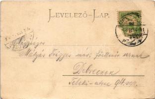 1904 Szatmárnémeti, Szatmár, Satu Mare; Deák tér keleti része, üzletek. Reizer János kiadása / squar...