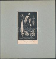 Plugor Sándor (1940-1999): Ex libris dr. Pachota Gyula. Linómetszet, papír, jelzett, kissé foltos. P...