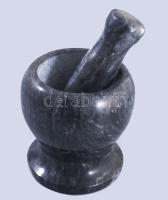 Márvány mozsár, m: 10,5 cm, törő h: 12 cm