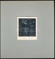 Plugor Sándor (1940-1999): Ex libris Várdy Attila. Linómetszet, papír, jelzett, apró folttal. Paszpa...