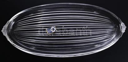 Modern kristályüveg kínálótálca, címkével jelzett, hibátlan, 39x18 cm.