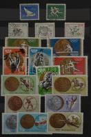 Sport motívum összeállítás, benne 185 db bélyeg 10 fekete lapos közepes berakóban, barna borítóval