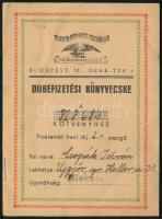 1943-1945 Turul-Magyar Országos Biztosító Intézet R.T. díjbefizetési könyvecske, bélyegekkel