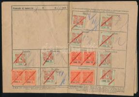 1943-1945 Turul-Magyar Országos Biztosító Intézet R.T. díjbefizetési könyvecske, bélyegekkel