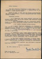 1953 Tamkó Sirató Károly (1905-1980) József Attila-díjas költő, műfordító gépelt levele művészettudományos témában, autográf aláírásával, hajtott.