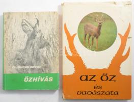 Az őz és vadászata. Szerk.: Dr. Berdár Béla. Bp., 1983, Mezőgazdasági, 174 p. Fekete-fehér illusztrációkkal. Kiadói egészvászon kötés, szakadt kiadói papír védőborítóban. + Bertóti István: Őzhívás. Bp., 1976, Mezőgazdasági, 243 p. Fekete-fehér fotókkal illusztrált. Kiadói papírkötés, jó állapotban.