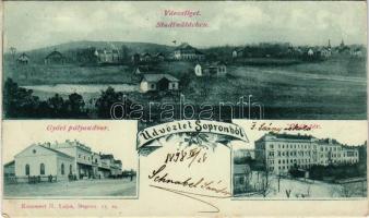 1898 Sopron, Győri pályaudvar, vasútállomás, Városliget, Deák tér. Kummert N. Lajos 15. sz. Art Nouveau, floral (Rb)