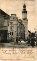 1902 Sopron, Várostorony, üzletek. Popper Joszef kiadása (r)