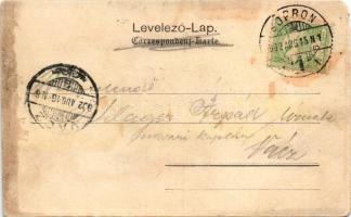 1902 Sopron, Várostorony, üzletek. Popper Joszef kiadása (r)