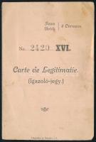 1920 Debrecen, fényképes személyazonossági jegy (igazolójegy) magyar és román nyelven, Rostás István...
