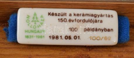 Hollóházi porcelán lappal díszdoboz, 1981, készült a kerámiagyártás 150. évfordulójára 100 példányba...