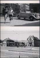 Budapesti felvételek: Elegancia a belvárosban (cca 1925); Flórián tér (cca 1960), 2 db modern nagyítás, jelzés nélkül, 21x15 cm