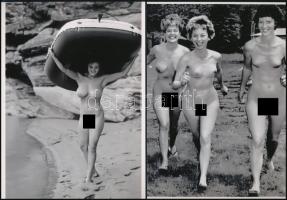 cca 1970 "A nyár örömei", szolidan erotikus felvételek, 2 db modern nagyítás, jelzés nélkül, 21x15 cm