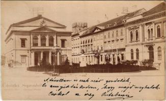 1898 Sopron, Színház tér, Színház kávéház. Keményhátú fotó képeslap (vágott / cut)
