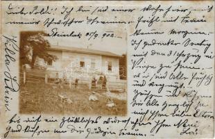 1902 Stájerlak, Steierlak, Stájerlakanina, Steierdorf, Anina; Klein villa. Keményhátú fotó képeslap / villa. photo (vágott / cut)