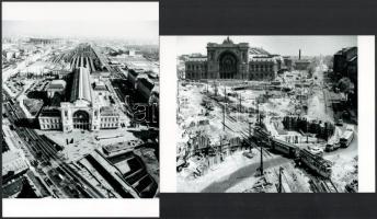 Budapest, Keleti pályaudvar és a Baross tér, 2 db modern nagyítás, jelzés nélkül, 21x15 cm és 15x21 cm