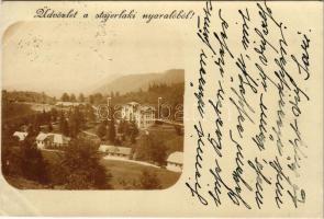 1898 Stájerlak, Steierlak, Stájerlakanina, Steierdorf, Anina; Üdvözlet a nyaralóból! / villa. photo