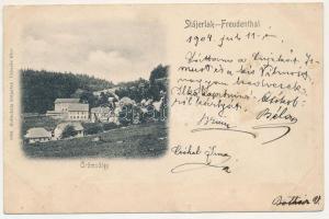 1904 Stájerlak, Steierlak, Stájerlakanina, Steierdorf, Anina; Freudenthal / Örömvölgy. Hollschütz kiadása / valley (ázott / wet damage)