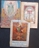 1935-1948 Missziós naptár, Lourders naptár, Don Bosco naptár. 3 db vallásos kalendárium használt állapotban