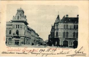 1898 Szeged, Széchenyi tér, Híd utca, Gonda János, Kátai László üzlete (EK)