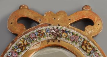 Antik tükör muranói üveg mozaikkal 33x22 cm Sérült