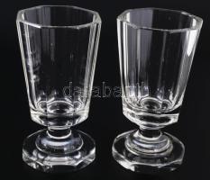6 db antik csiszolt üveg pohár, 11-18 cm