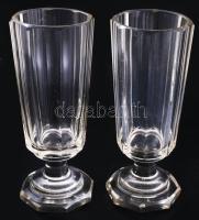 6 db antik csiszolt üveg pohár, 11-18 cm