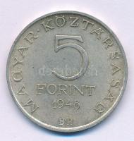 1948. 5Ft Ag "Petőfi" T:AU,XF patina Adamo EM1