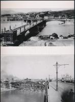 cca 1900 Budapest, a Margit híd oldal hídjának építése és átadása után, 2 db modern nagyítás, jelzés nélkül, 15x21 cm