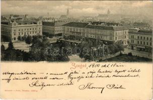 1900 Szeged, látkép, Lukács Mór, Weiner Antal, Schlesinger Mór, Mayer Ferdinánd és Fia üzlete. Römmler &amp; Jonas (EK)