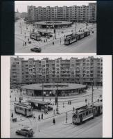 cca 1952 Budapest, Móricz Zsigmond körtér, ugyanaz a felvétel kétféle képkivágásban és képméretben, 2 db modern nagyítás, jelzés nélkül, 15x21 cm és 10x15 cm