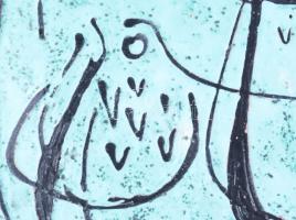 Gorka Lívia (1925 - 2011): Türkiz alapon madaras falitál. Mázas kerámia, 3 támasztólábbal, jelzett, ...