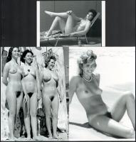 "Napsütötte szép modellek", szolidan erotikus felvételek, 3 db modern nagyítás, jelzés nélkül, 21x15 cm és 10x15 cm