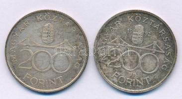 1992. 200Ft Ag "MNB" + 1994. 200Ft Ag "Deák" T:AU,XF patina Adamo F13, F13.1