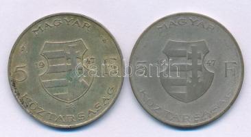 1947. 5Ft Ag "Kossuth" (2x) T:VF,F patina Adamo F8.1