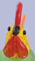 Nagyméretű anyagában színezett iparművész üveg kakas figura, hibátlan, m: 18,5 cm
