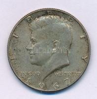 Amerikai Egyesült Államok 1967. 1/2$ Ag "Kennedy" T:XF patina USA 1967. 1/2 Dollar Ag "Kennedy" C:XF patina Krause KM#202a