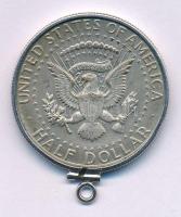 Amerikai Egyesült Államok 1967. 1/2$ Ag "Kennedy" foglalatban (nem forrasztva), medálként ...
