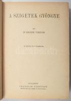 Keöpe Viktor: A szigetek gyöngye. A Magyar Földrajzi Társaság Könyvtára. Bp., [1937], Franklin-Társulat, 189+[3] p.+ 20 (kétoldalas) t.+ 1 (kihajtható térkép) t. Egyetlen kiadás. Kiadói aranyozott egészvászon sorozatkötés, kopott, kissé foltos borítóval, helyenként kissé foltos lapokkal, ajándékozási bejegyzéssel.