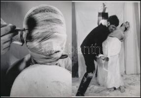 cca 1965 Rudolf Schwarzkogler (1940-1969) bécsi fotóművész performanszából két jelenet, 2 db modern nagyítás, jelzés nélkül, 21x15 cm